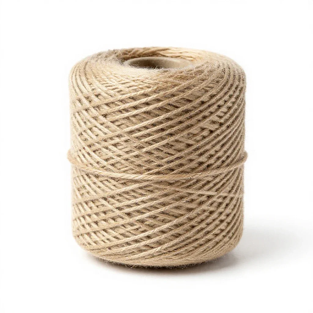 Spool of natural twine isolated on a white background