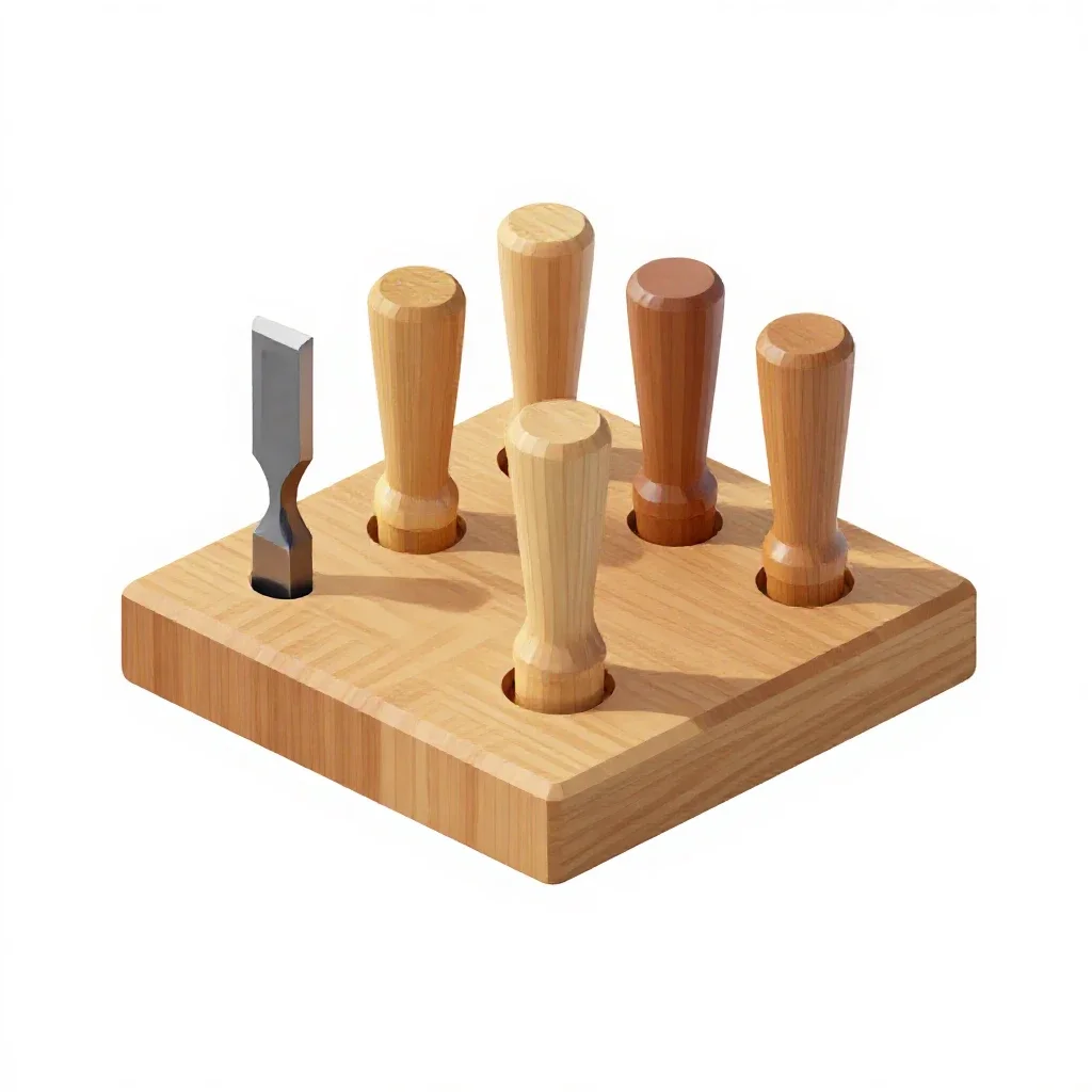 Wood chisel set isolated on a white background