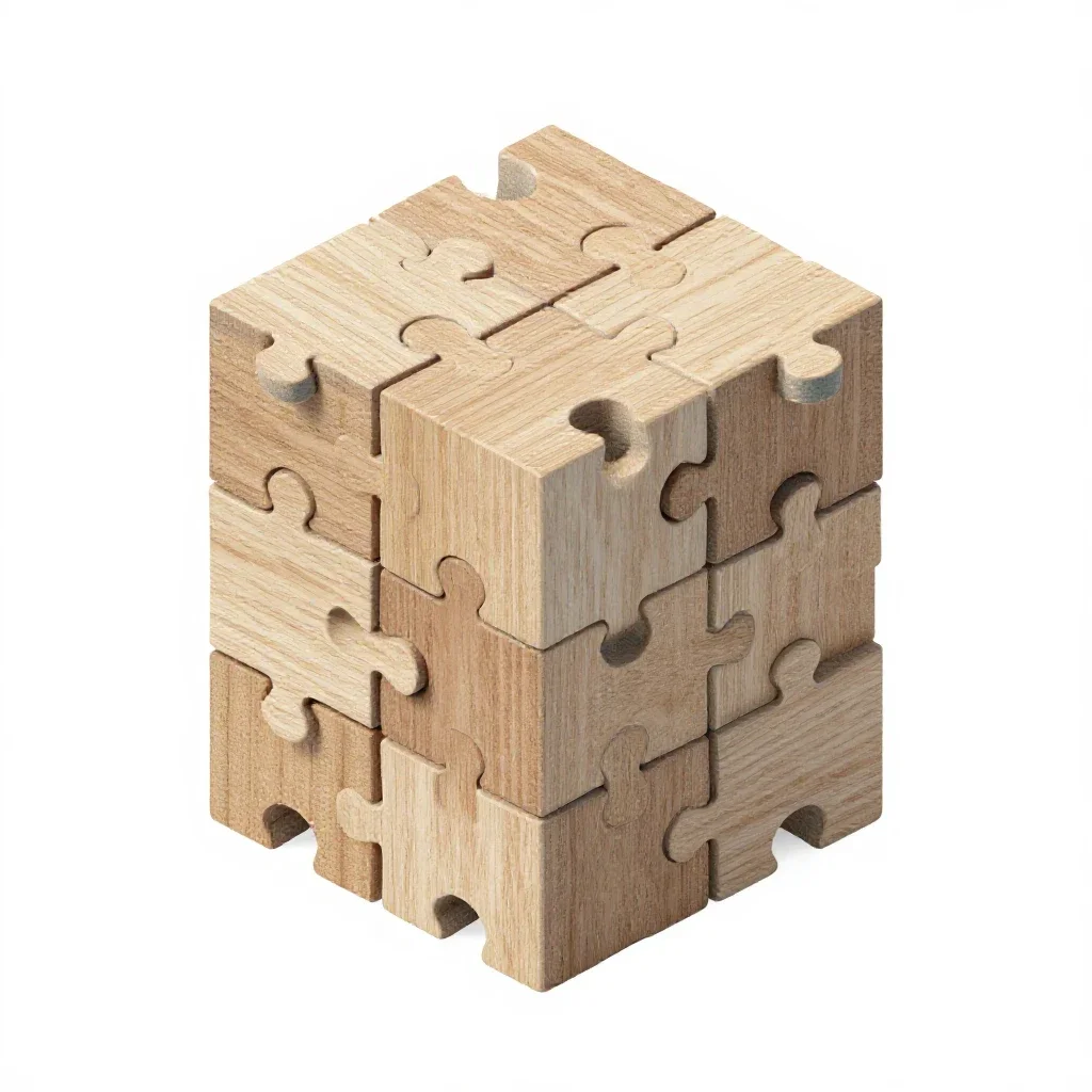 Jigsaw puzzle piece stack isolated on a white background