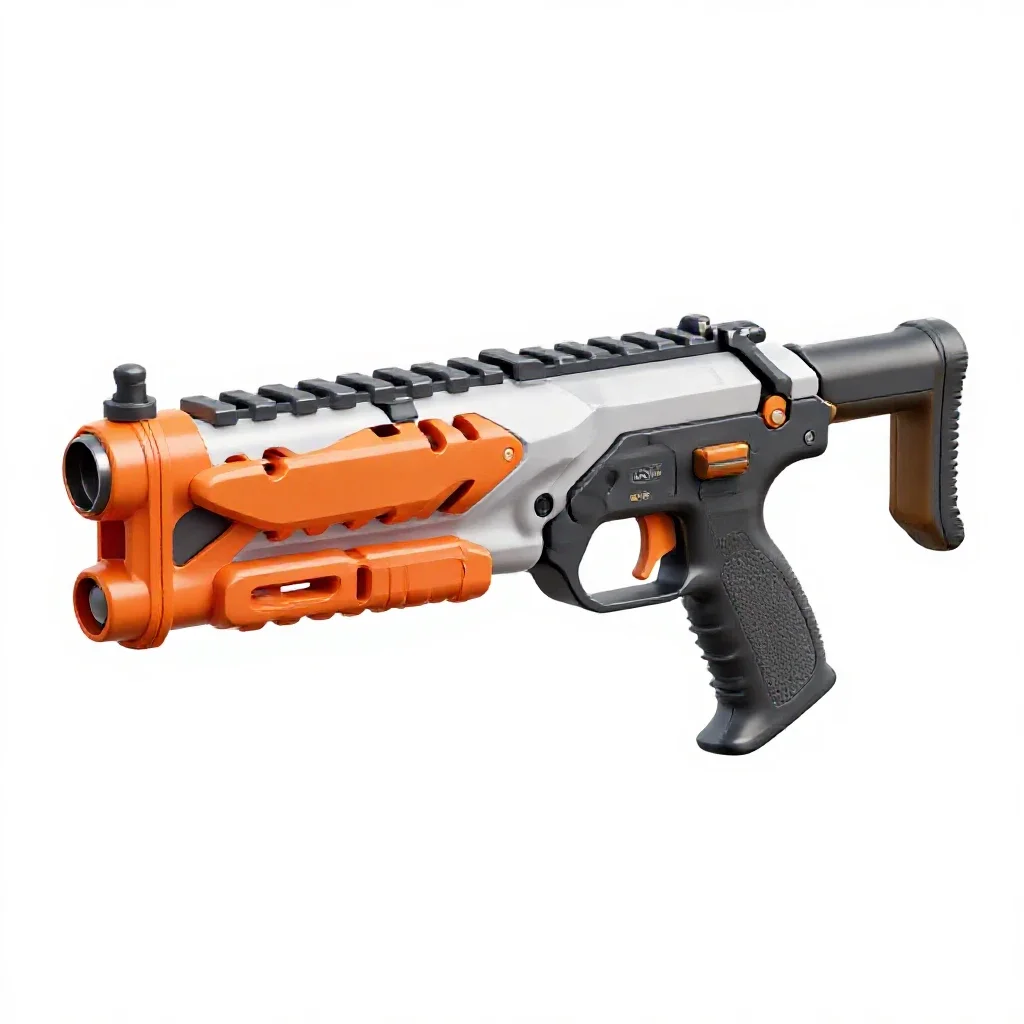Nerf-style blaster isolated on a white background