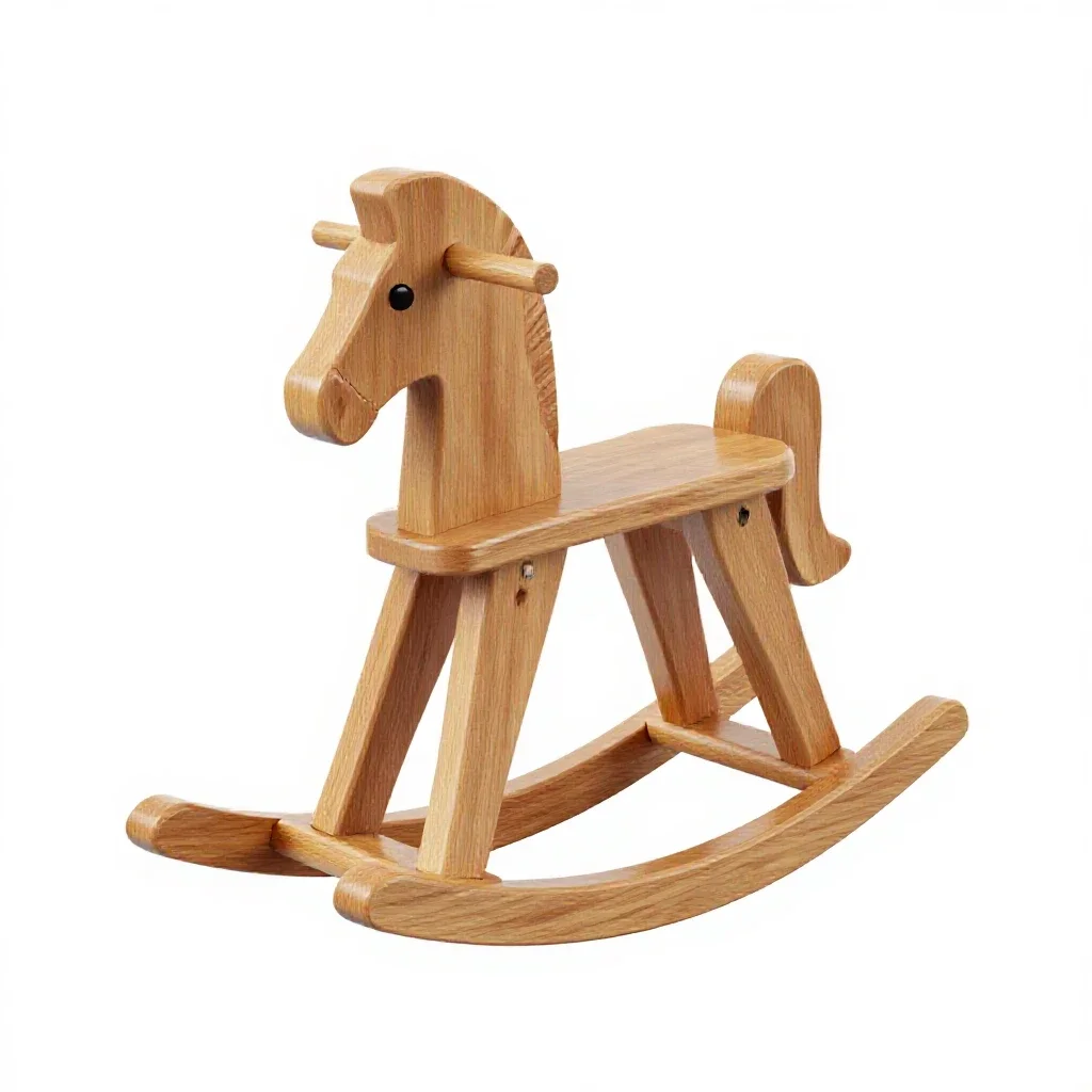 Wooden rocking horse isolated on a white background