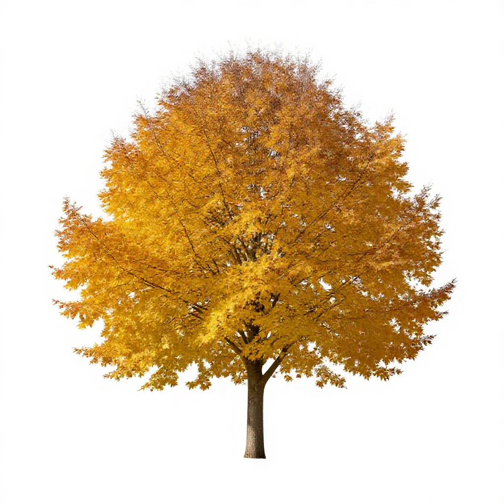 Beech in autumn isolated on a white background