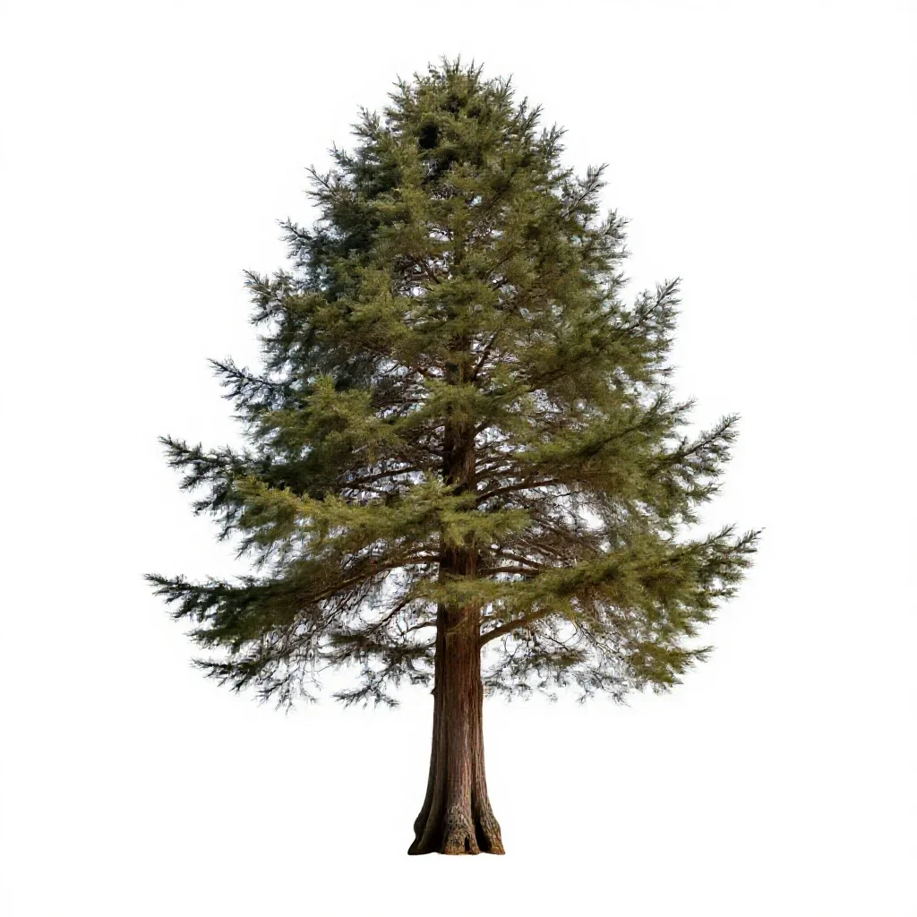 Coastal redwood isolated on a white background