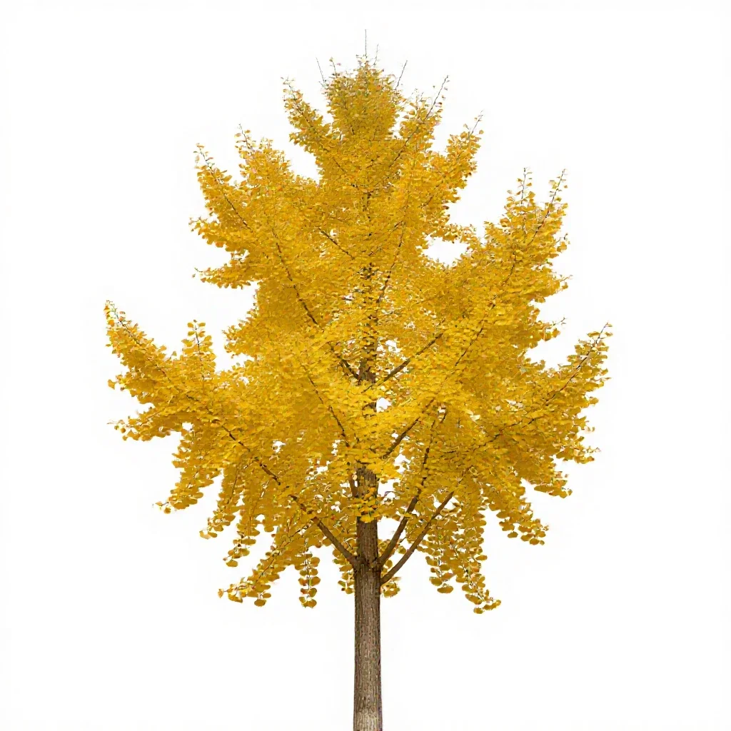 Gingko in autumn isolated on a white background