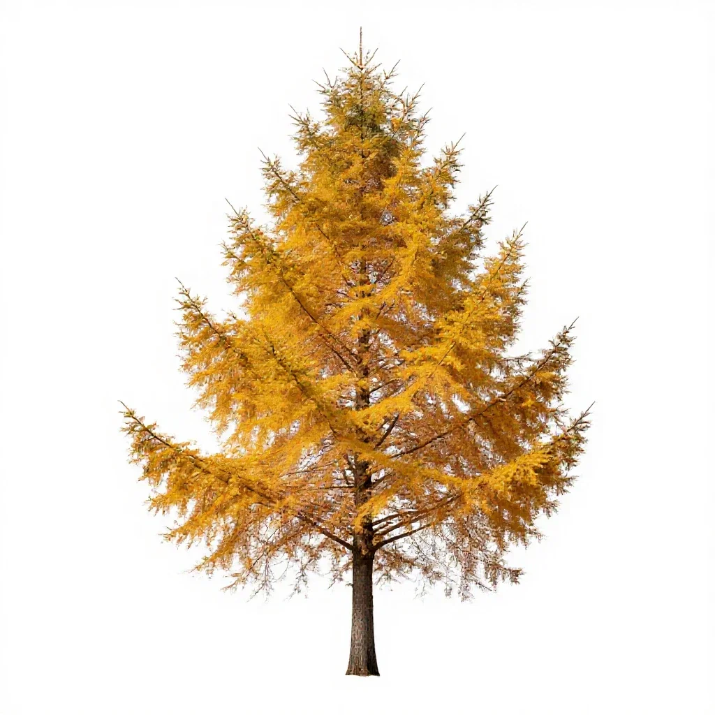 Larch in autumn isolated on a white background