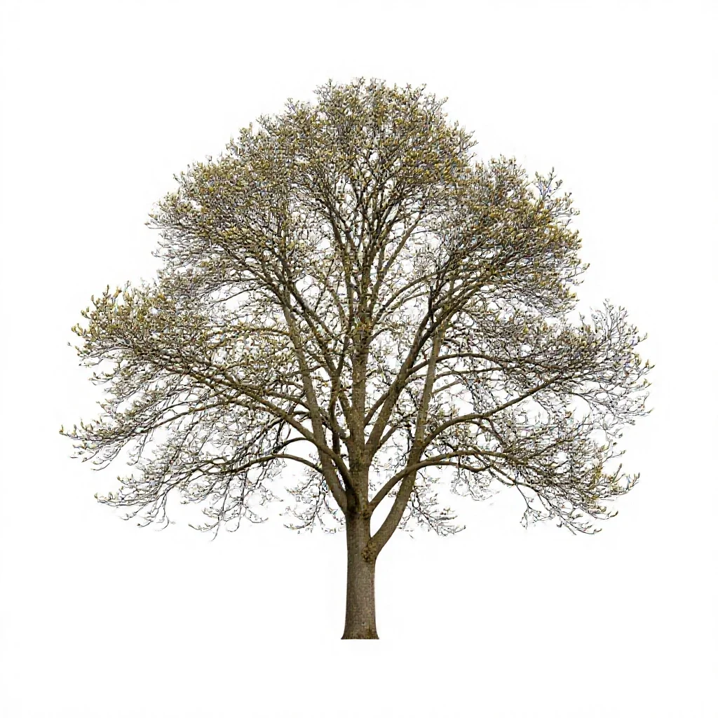Magnolia tree in bud isolated on a white background