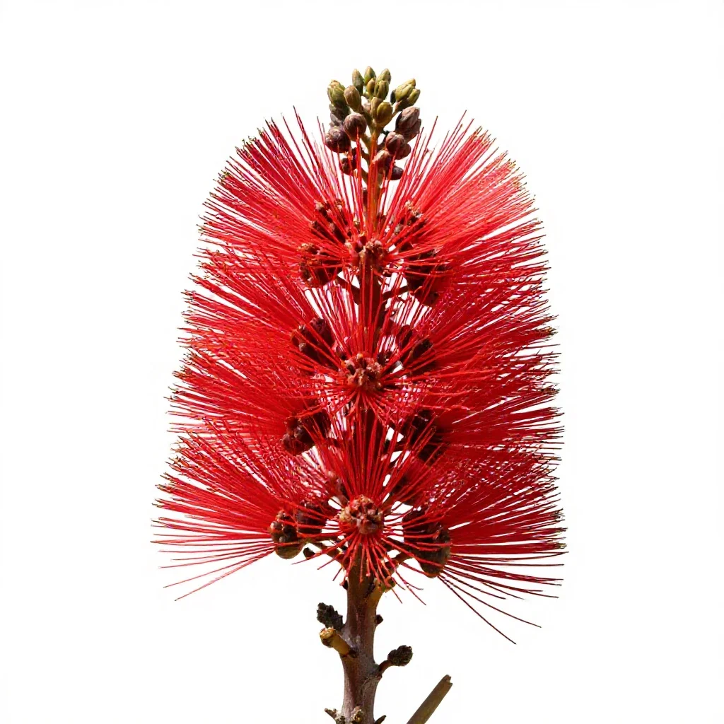 Pohutukawa in flower isolated on a white background