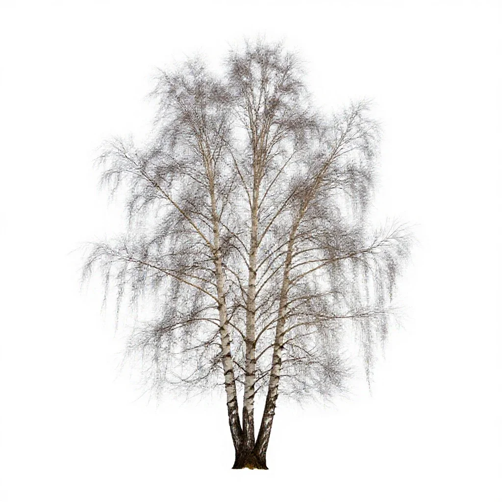 Silver birch stand isolated on a white background