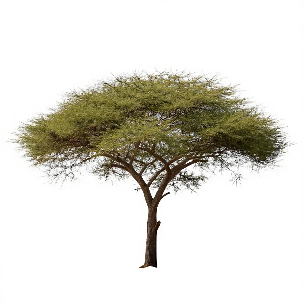 Acacia on savannah isolated on a white background