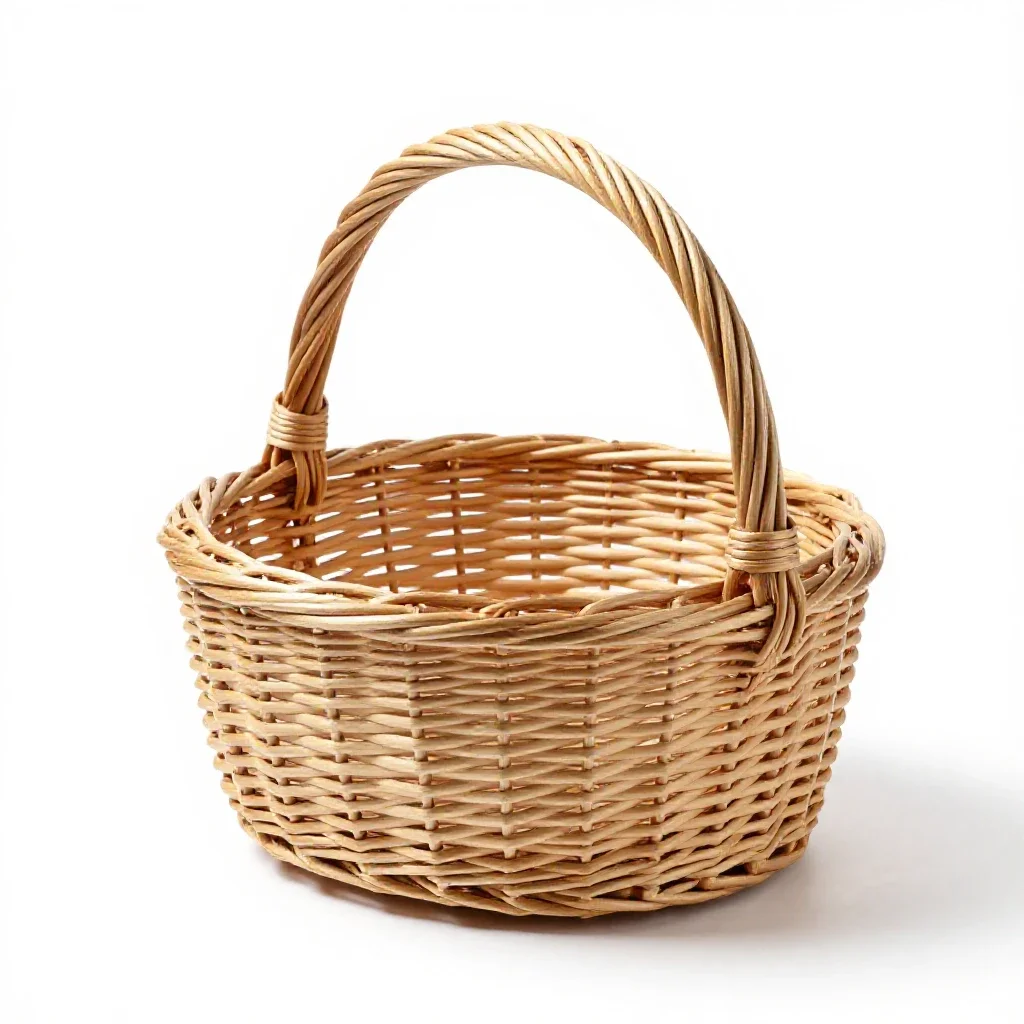 Wicker basket isolated on a white background