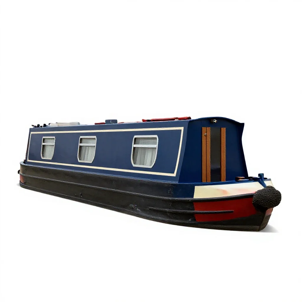 Canal boat isolated on a white background