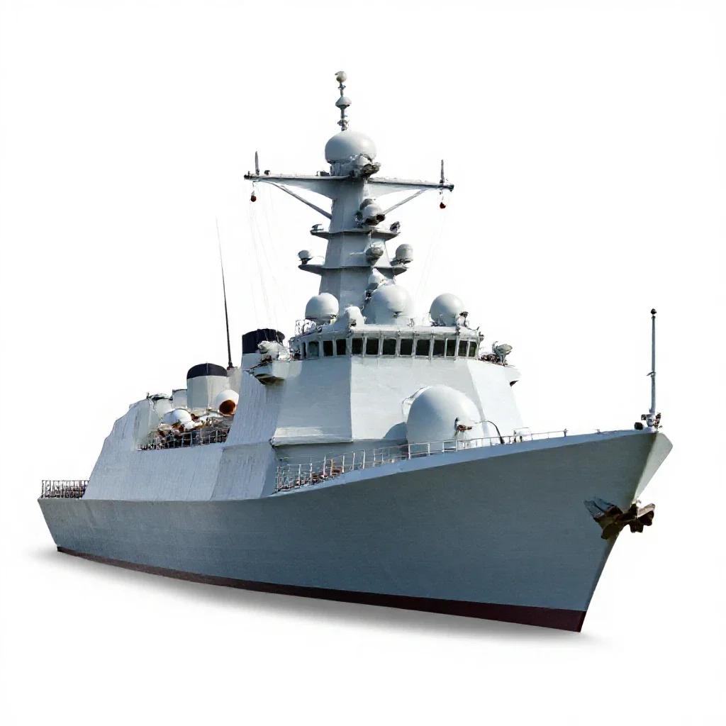 Guided missile frigate isolated on a white background