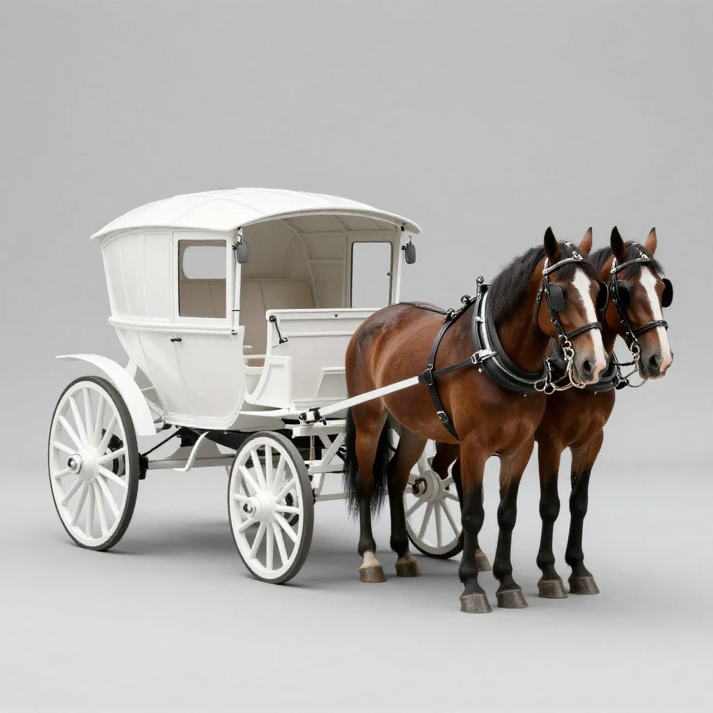 Horse-drawn vehicle isolated on a white background