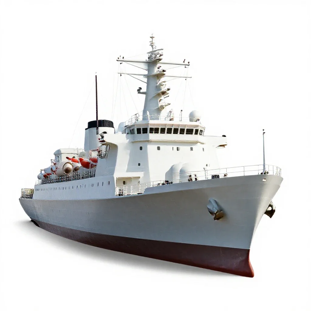 Nuclear-powered ship isolated on a white background