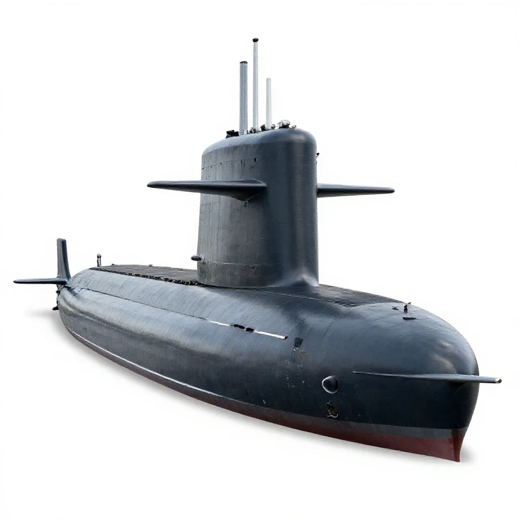 Attack submarine isolated on a white background