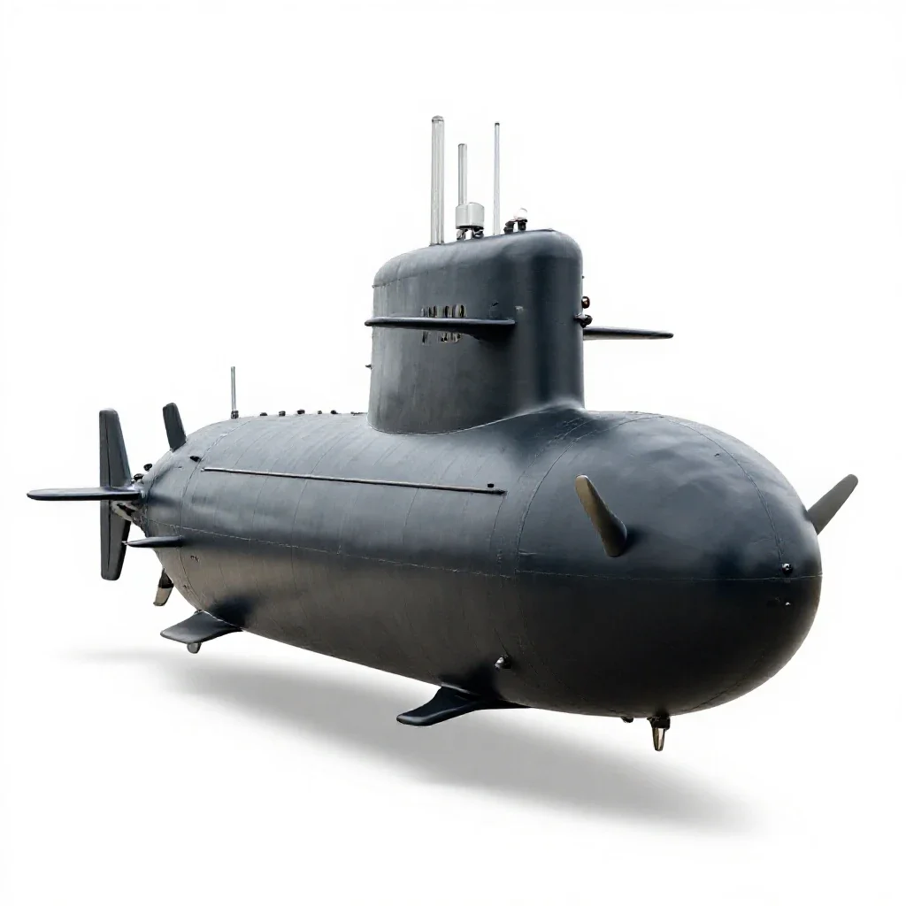 Auxiliary research submarine isolated on a white background