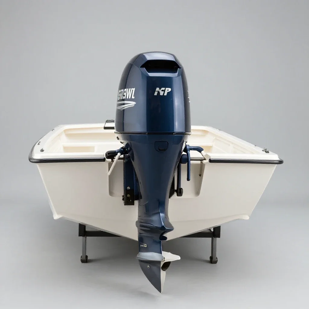 Outboard motorboat isolated on a white background