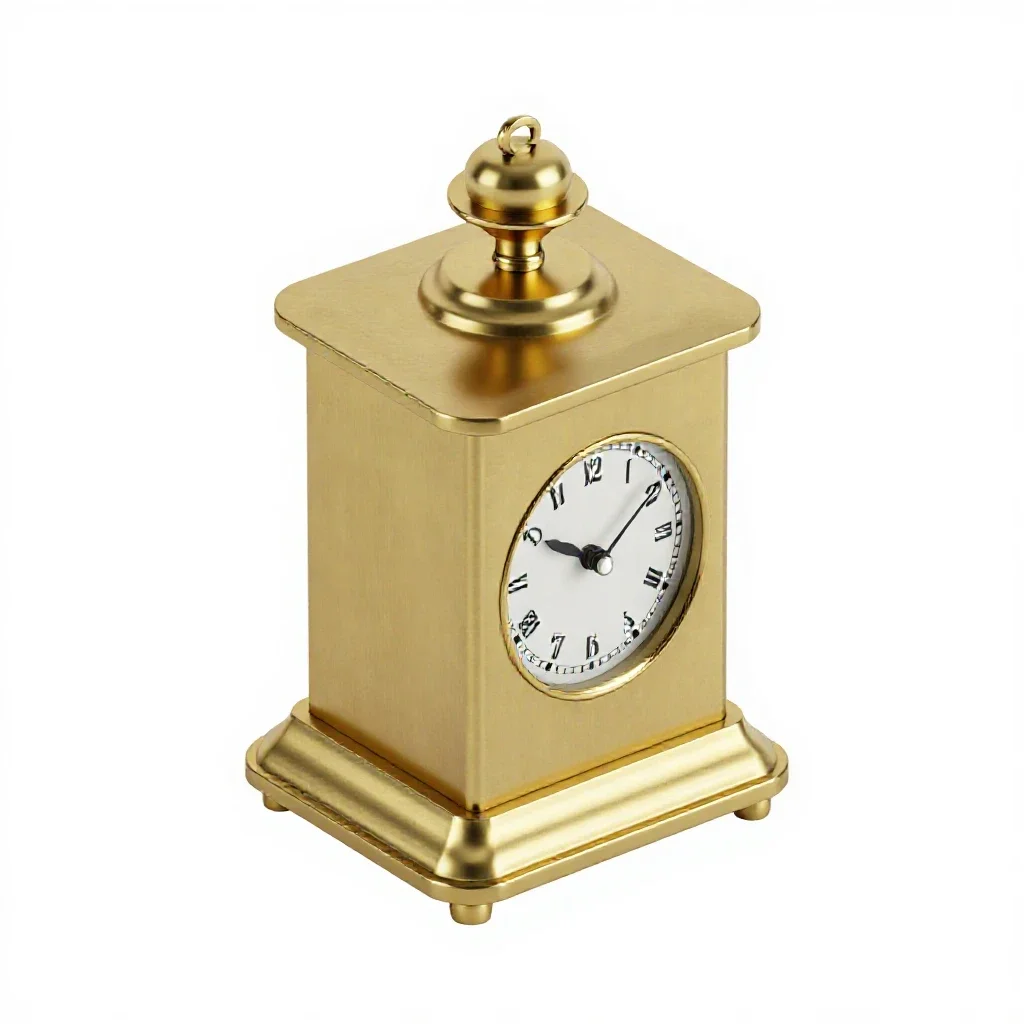 Brass carriage clock isolated on a white background