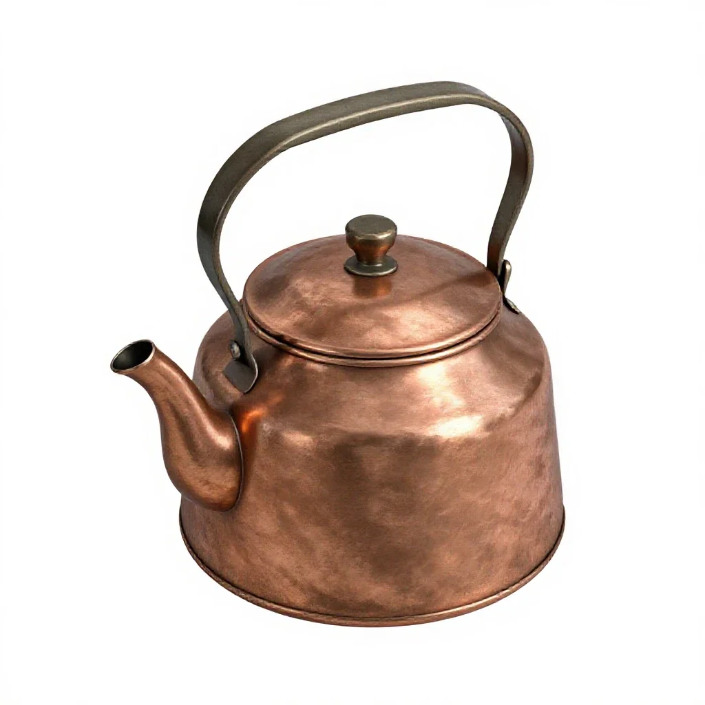 Copper kettle with patina isolated on a white background