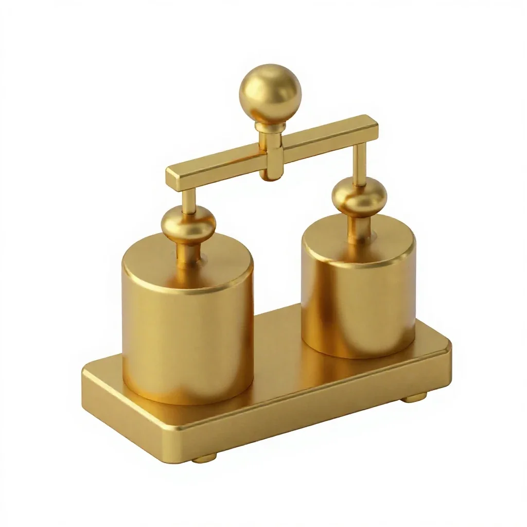 Scale with brass weights isolated on a white background