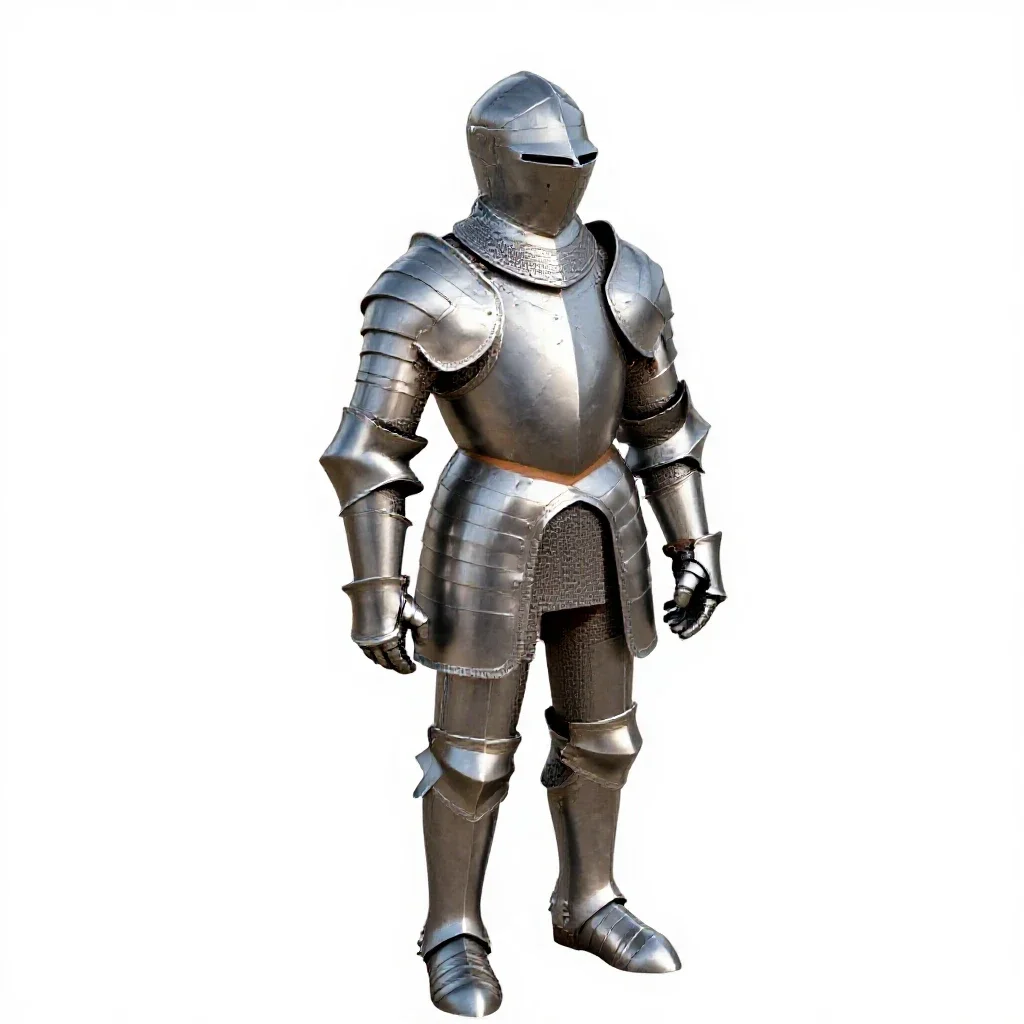 Suit of ceremonial armour isolated on a white background