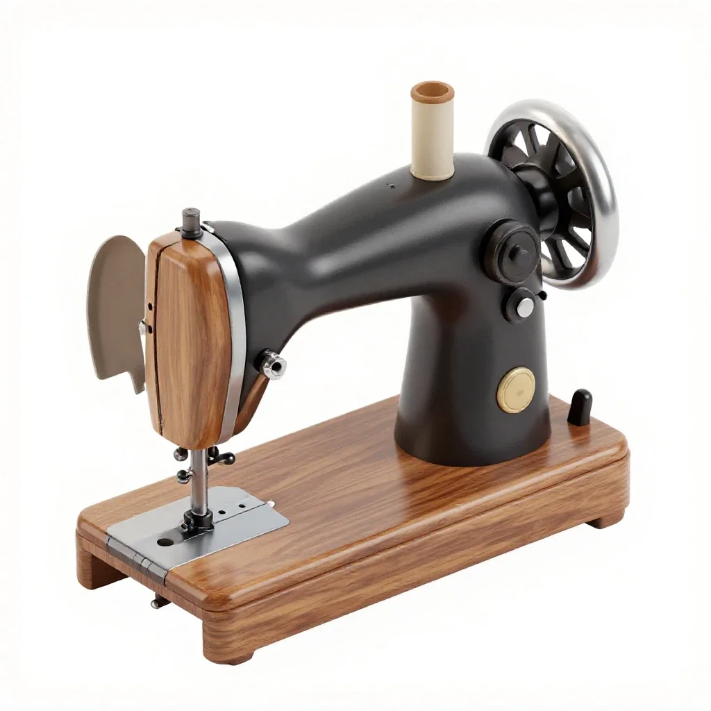 Treadle sewing machine isolated on a white background