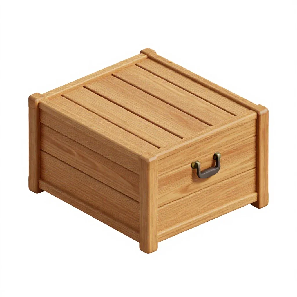 Wooden steamer trunk isolated on a white background