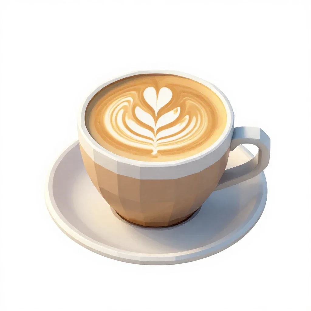 Flat white with latte art isolated on a white background