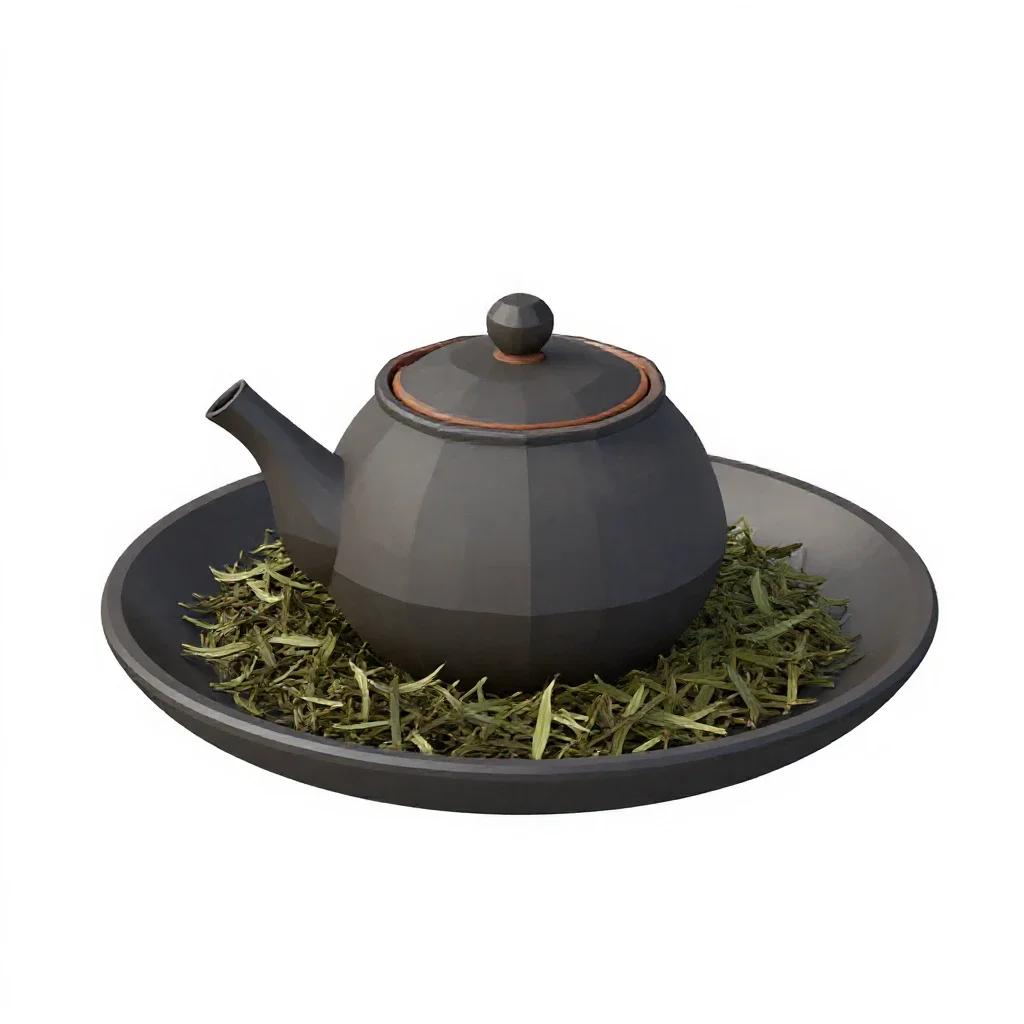 Genmaicha in a kyusu isolated on a white background