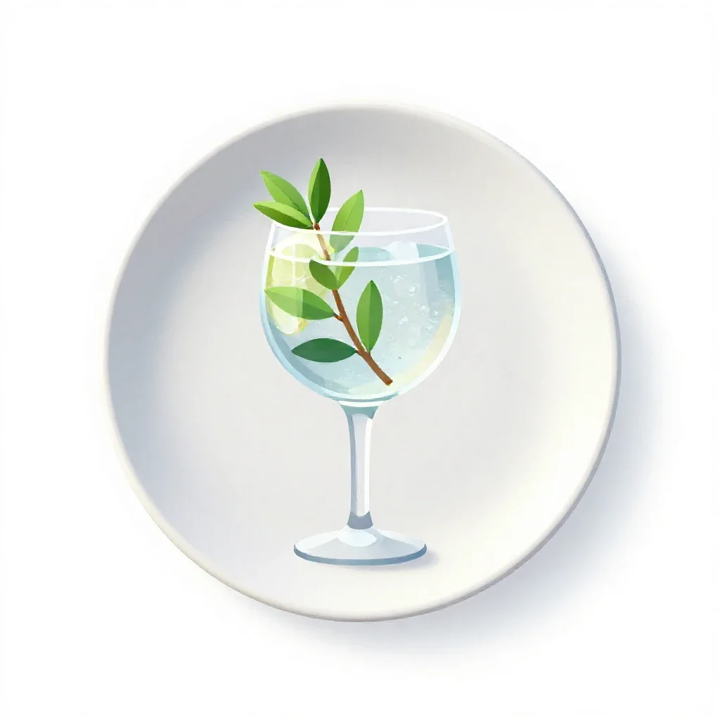 Gin and tonic with botanicals isolated on a white background