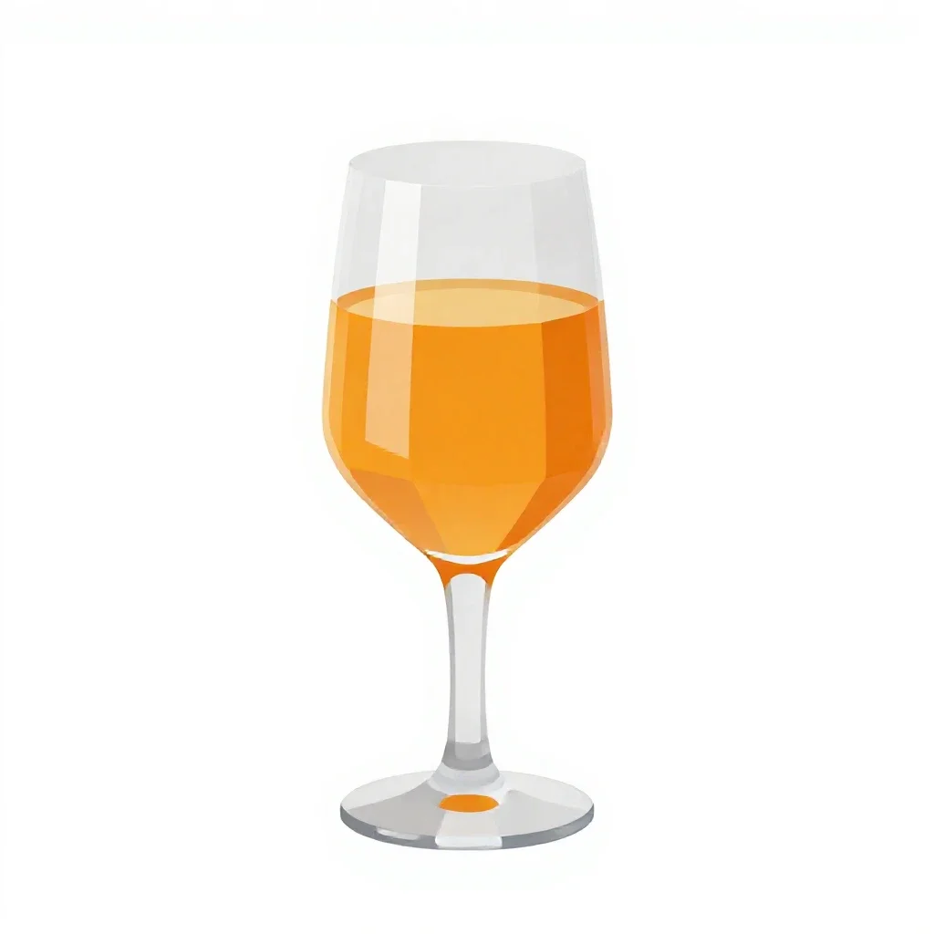 Glass of natural orange wine isolated on a white background