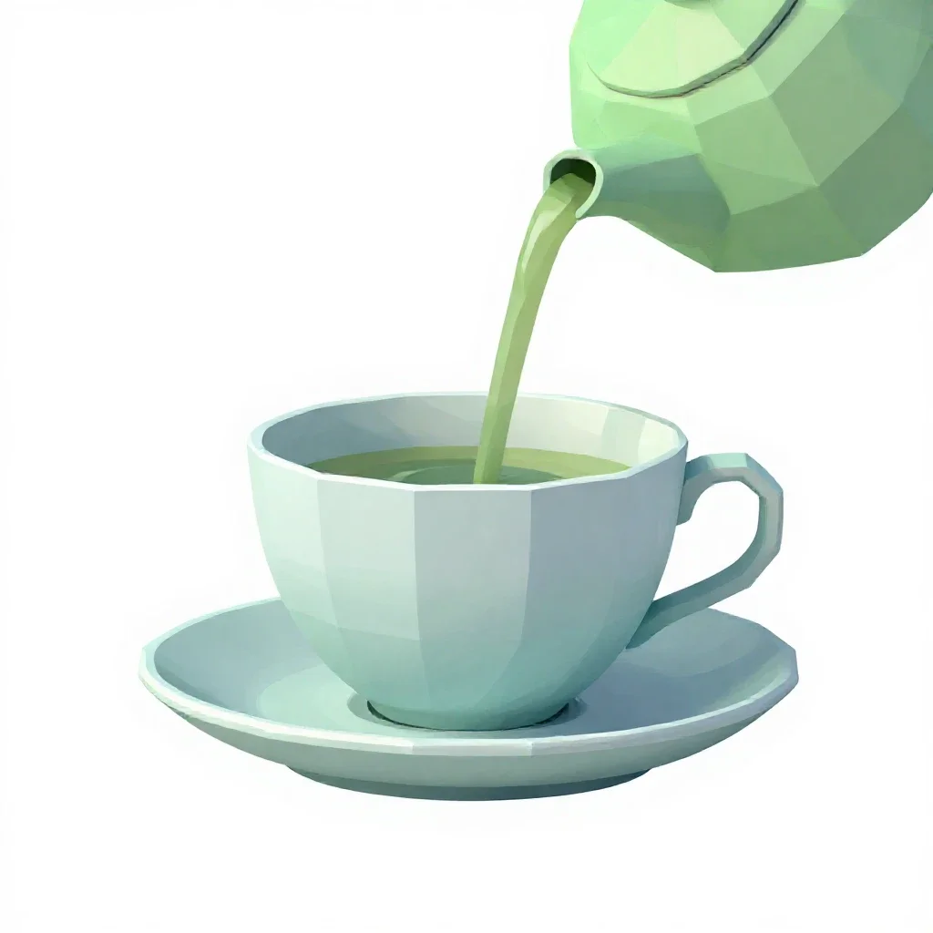 Mint tea poured from height isolated on a white background