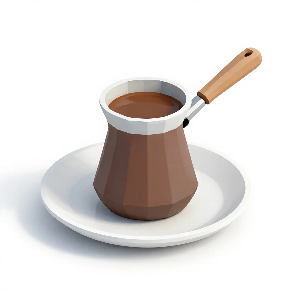 Turkish coffee in a cezve isolated on a white background