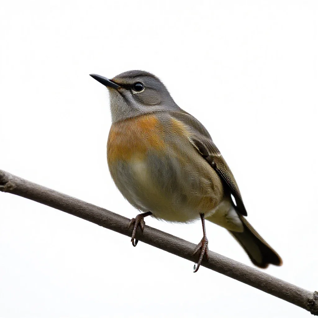 Bellbird on a branch isolated on a white background