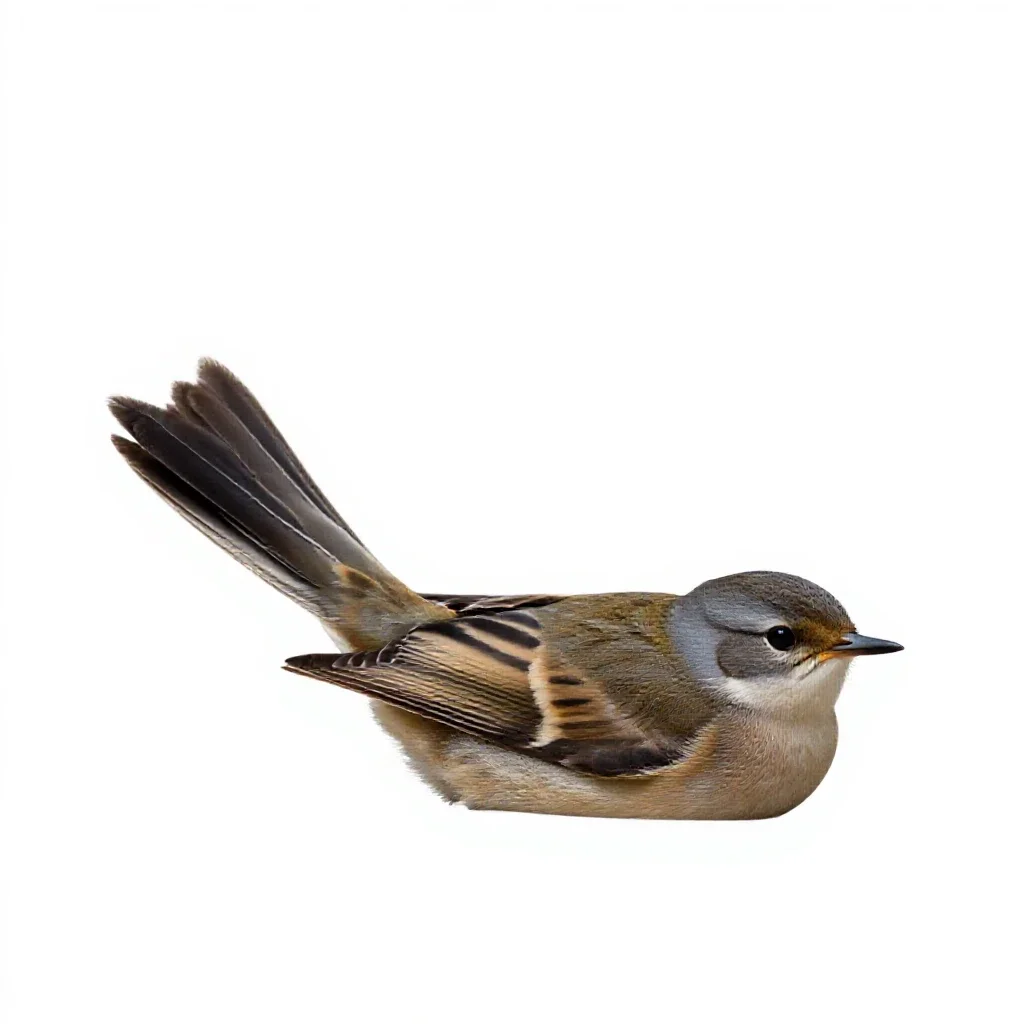 Fantail with its tail spread isolated on a white background