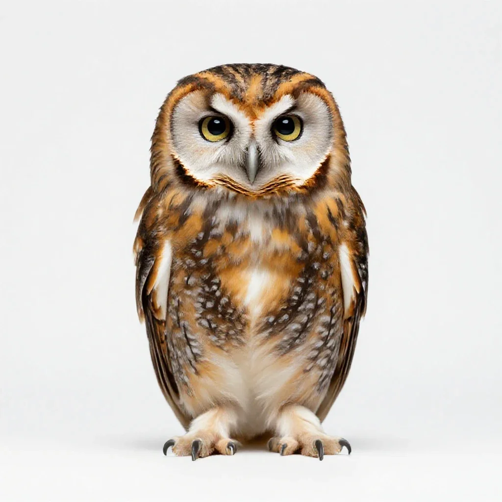 Morepork owl isolated on a white background