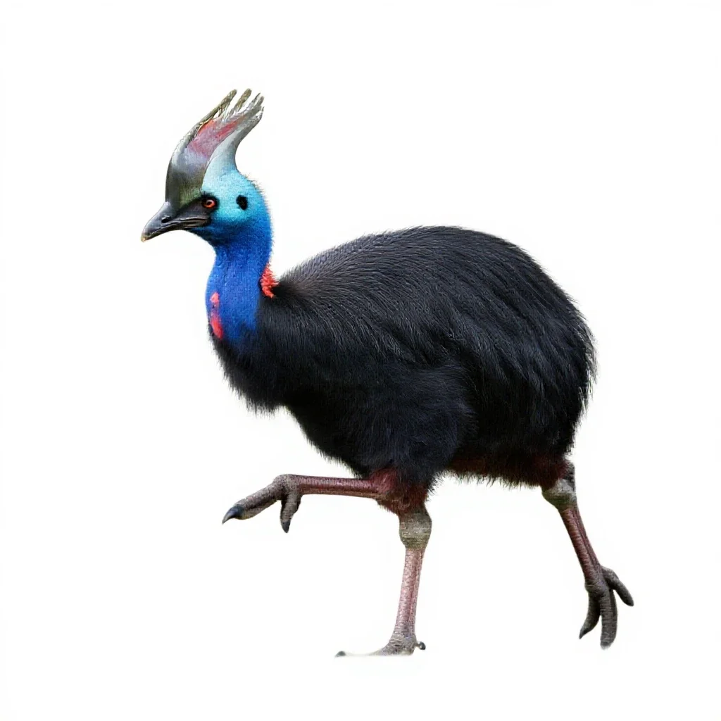 Pukeko mid-stride isolated on a white background