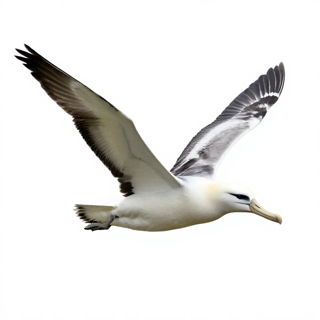 Royal albatross gliding isolated on a white background