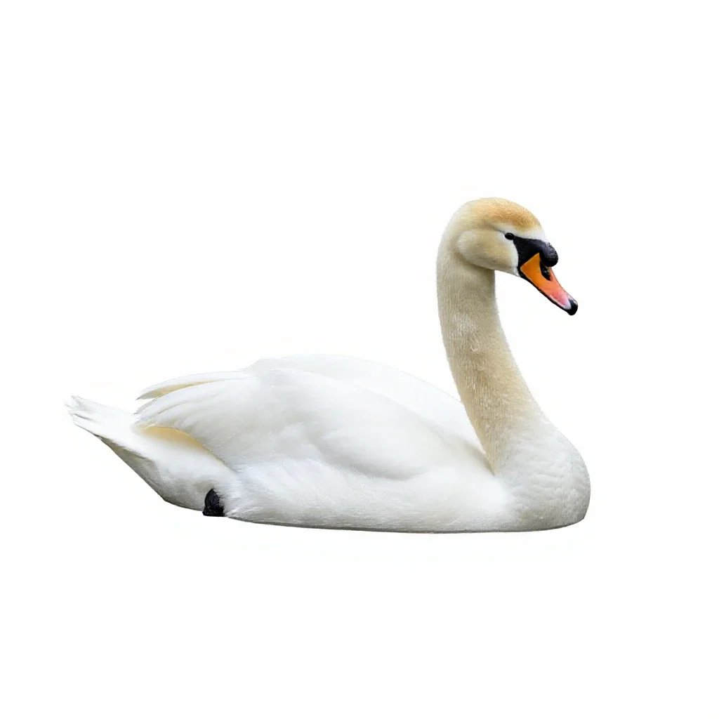 Swan gliding isolated on a white background