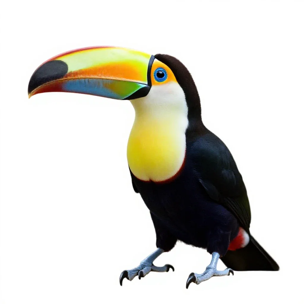 Toucan with an oversized bill isolated on a white background