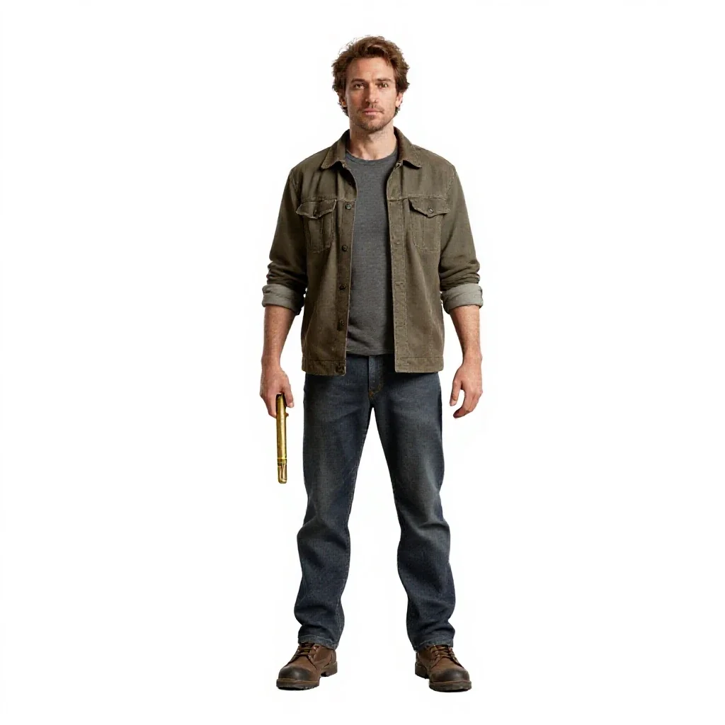 Golem-smith with brass tools isolated on a white background