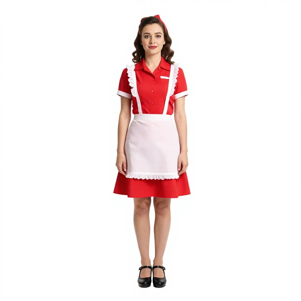 1950s diner waitress isolated on a white background