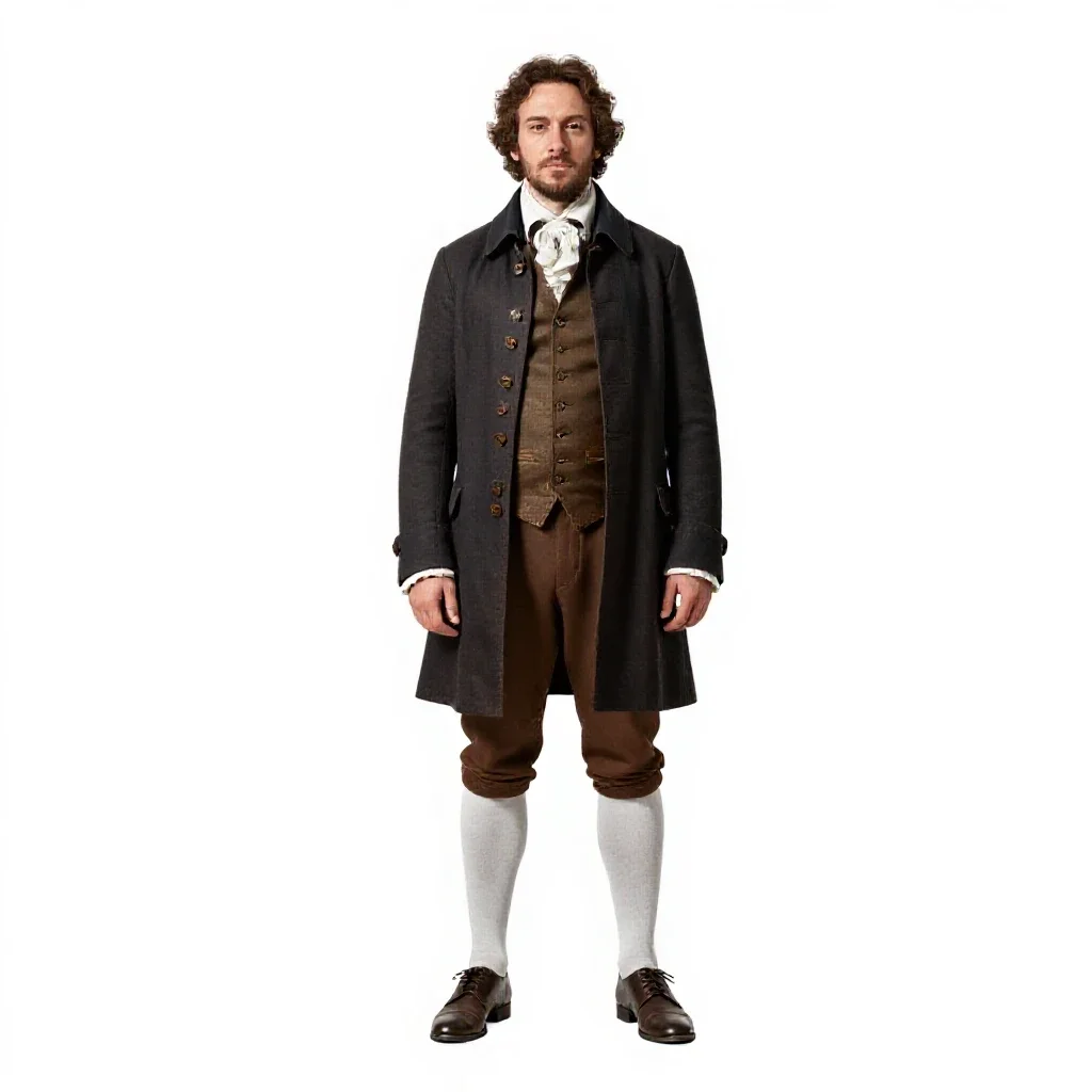 Colonial cartographer isolated on a white background