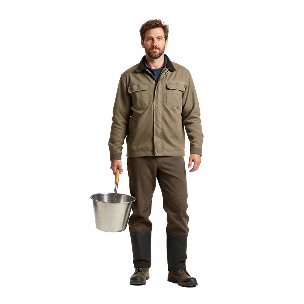 Frontier prospector panning isolated on a white background