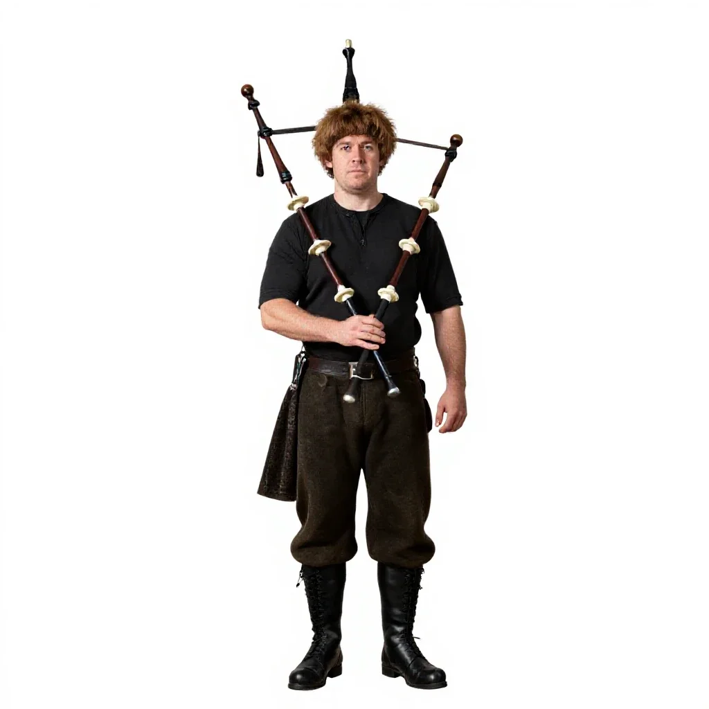 Highland piper isolated on a white background