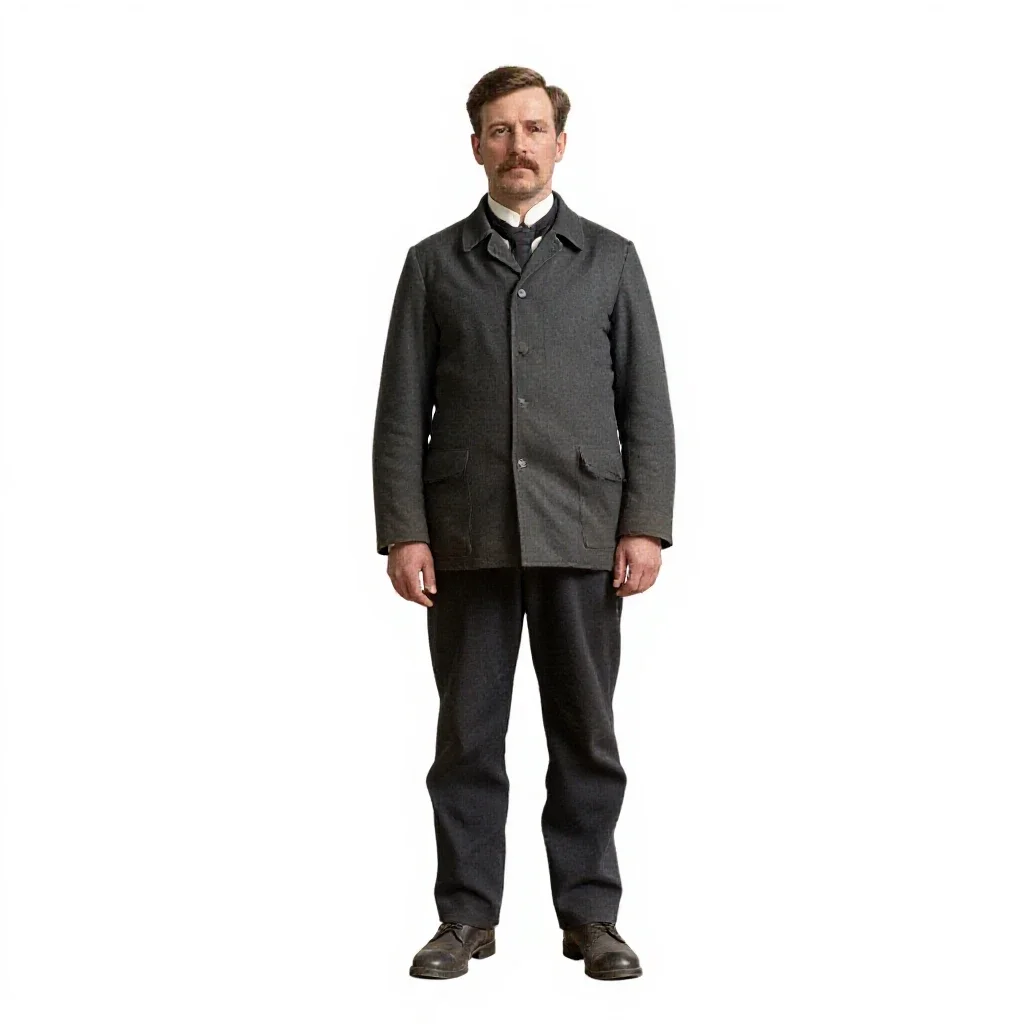 Lighthouse keeper of 1890 isolated on a white background