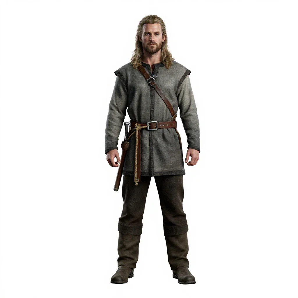 Norse seafarer with a rope isolated on a white background