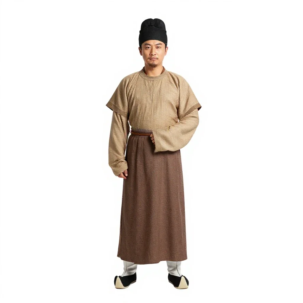 Tang dynasty court musician isolated on a white background