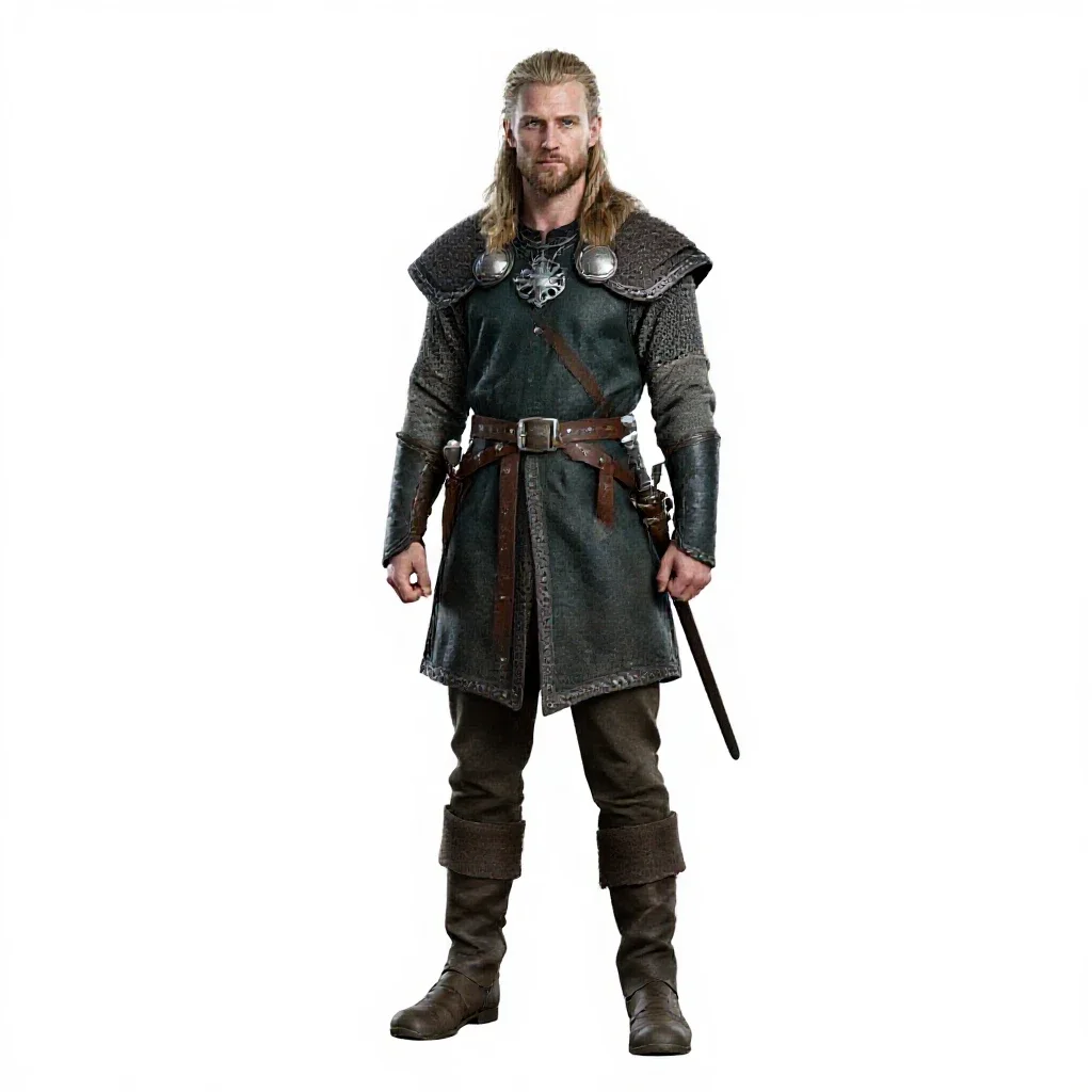 Viking shieldmaiden isolated on a white background
