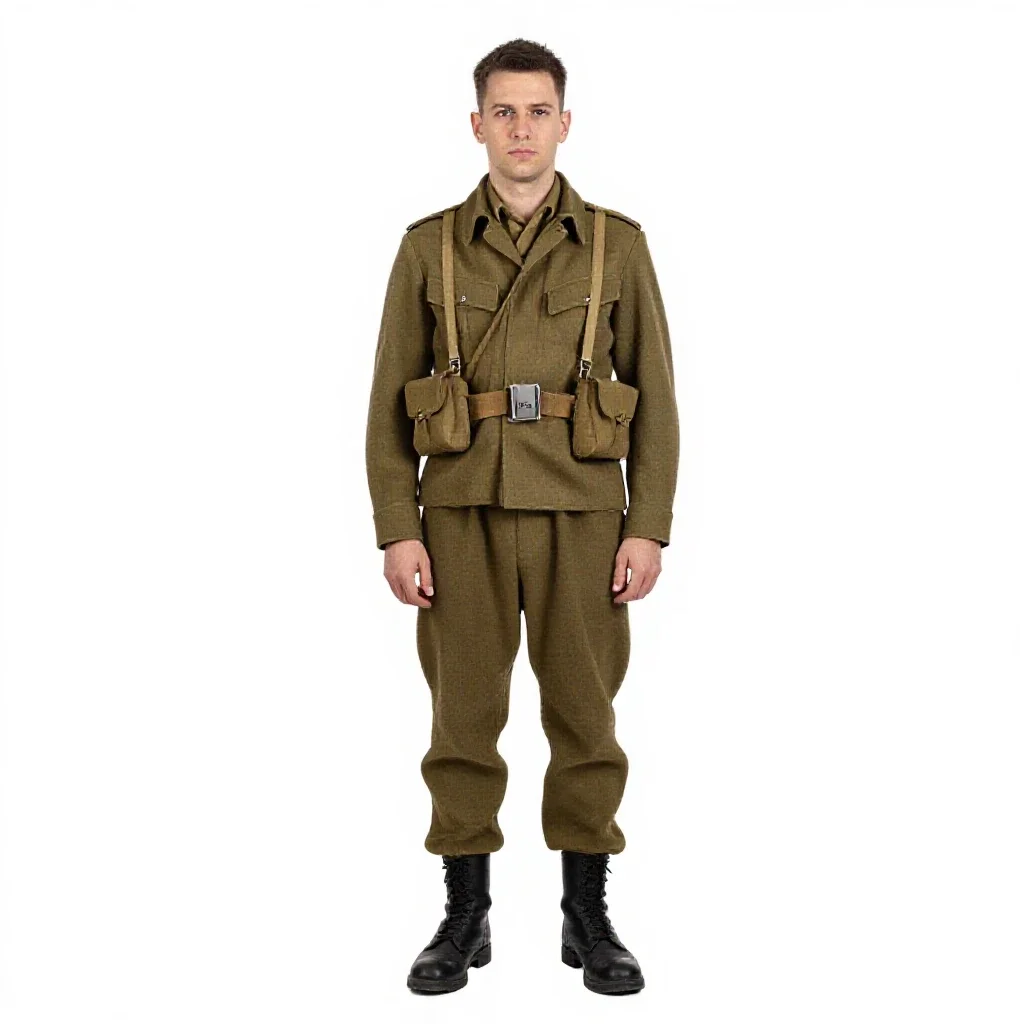 Wartime radio operator isolated on a white background